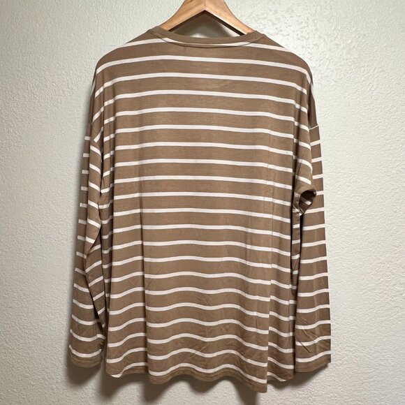 NWT GAP Drop Sleeve Crew Neck T Shirt Tan Rayon Blend Womens Size L - Picture 5 of 6